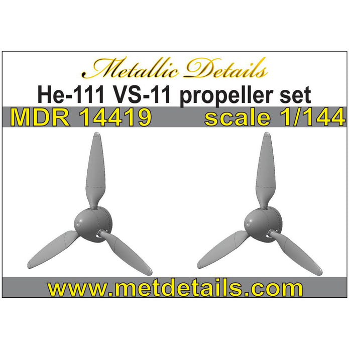 Heinkel He 111, VS-11, Propeller sets (resin parts for two propellers) Scale 1:144 Metallic Details MDR14419 - For Aircraft Model Kits
