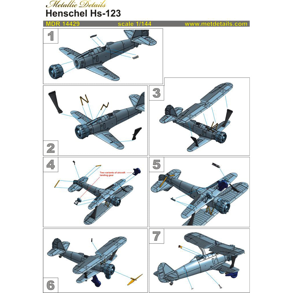 Henschel Hs-123 Scale 1:144 Metallic Details MDR14429