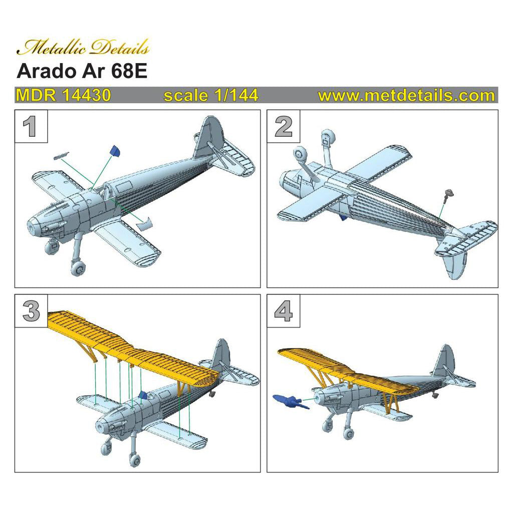 Arado Ar 68E Aircraft Model Kit Scale 1:144 Metallic Details MDR14430
