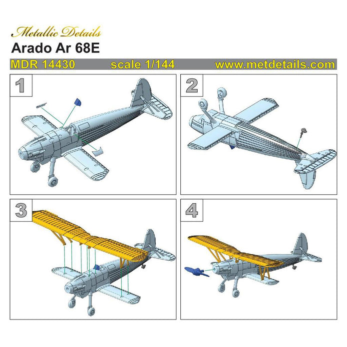 Arado Ar 68E Aircraft Model Kit Scale 1:144 Metallic Details MDR14430