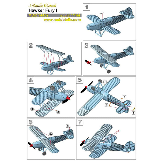 Hawker Fury I Aircraft Model Kit Scale 1:144 Metallic Details MDR14432