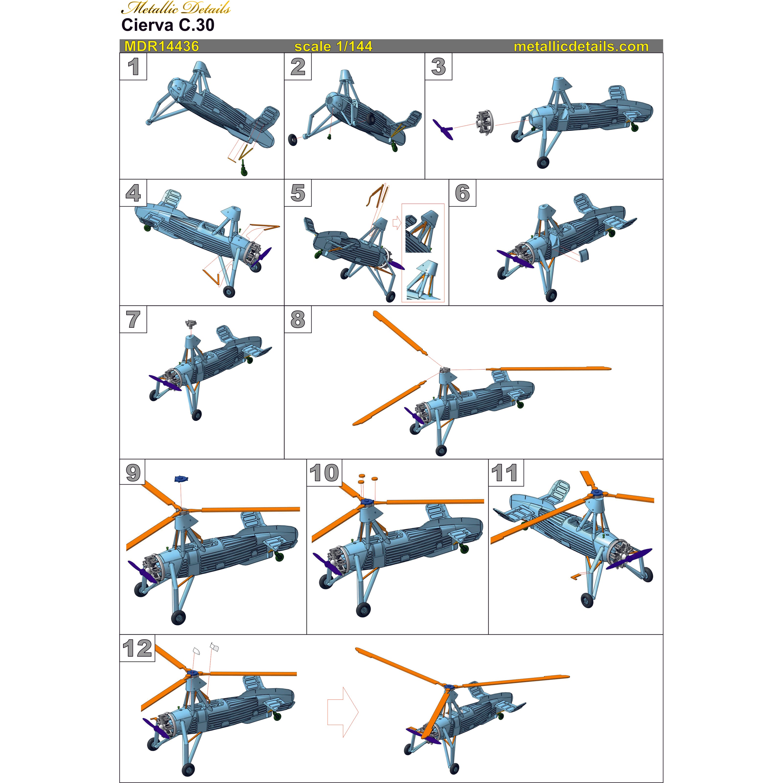 Cierva C,30 Aircraft model kit 3D-printed Scale 1:144 Metallic Details MDR14436
