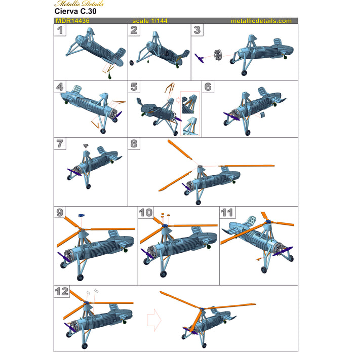 Cierva C,30 Aircraft model kit 3D-printed Scale 1:144 Metallic Details MDR14436