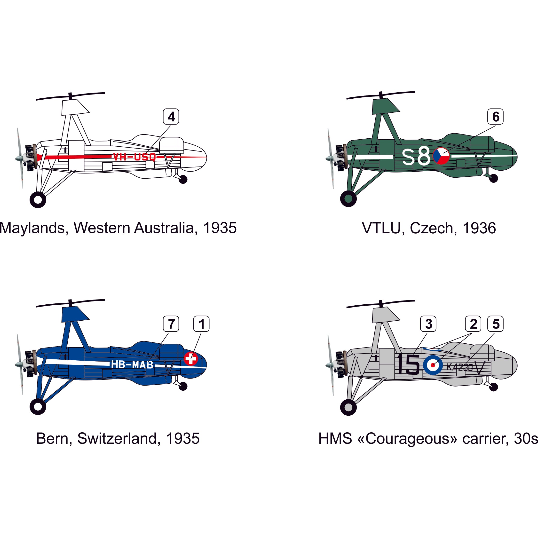Cierva C,30 Aircraft model kit 3D-printed Scale 1:144 Metallic Details MDR14436