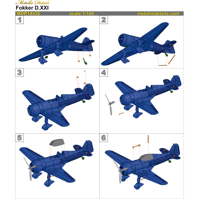 Fokker D.XXI Scale 1:144 Metallic Details MDR14438