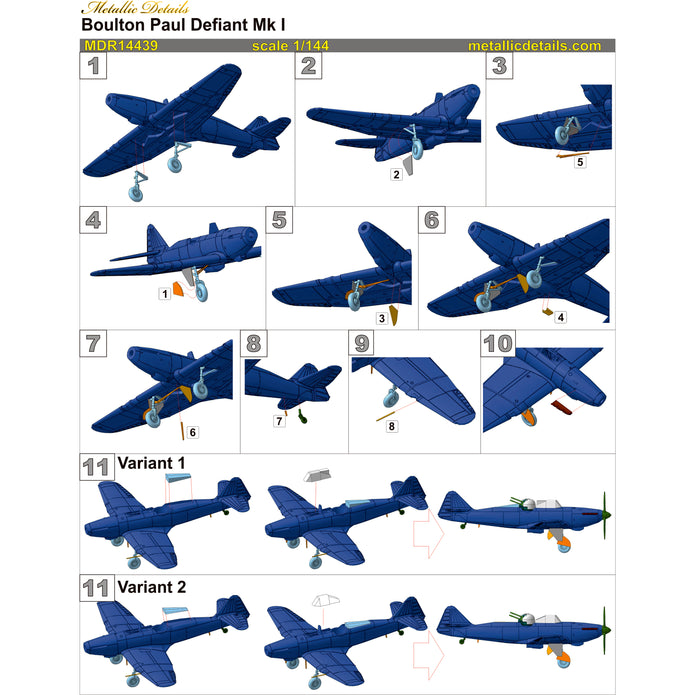 Boulton Paul Defiant Mk I Aircraft model kit  Scale 1:144 Metallic Details MDR14439