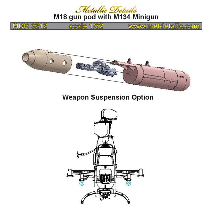 M18 gun pod with M134 Minigun Scale 1:32 Metallic Details MDR3212