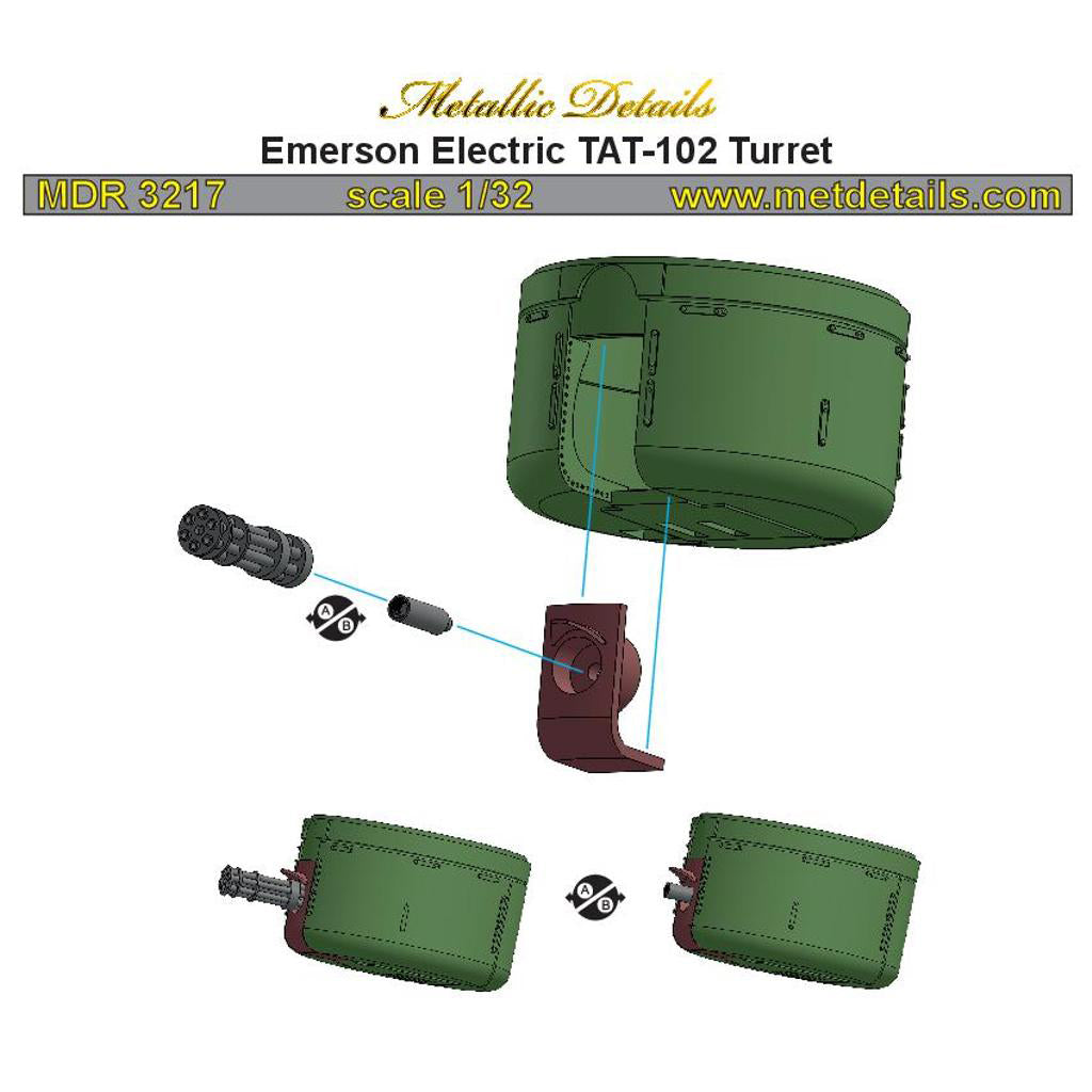 Emerson Electric TAT-102 Turret for the helicopter model AH-1G Cobra (for AH-1G ICM, Special Hobby and Revell kits) Scale 1:32 Metallic Details MDR3217
