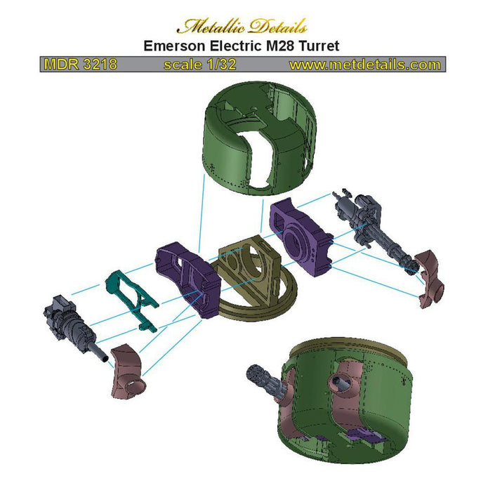 Emerson Electric M28 Turret for helicopter model AH-1G Cobra (for AH-1G ICM, Special Hobby and Revell kits) Scale 1:32 Metallic Details MDR3218