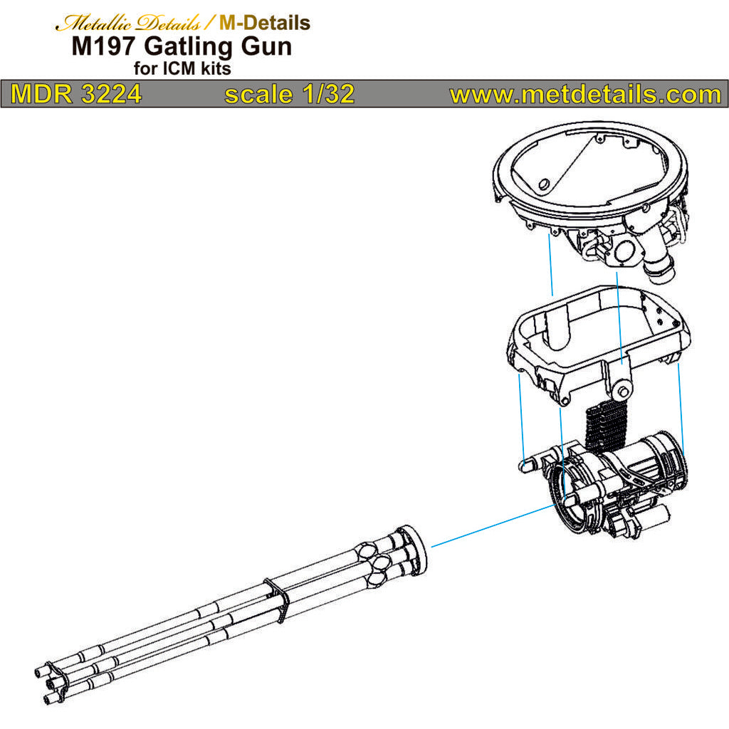 M197 Gatling Gun (for ICM) Scale 1:32 Metallic Details MDR3224