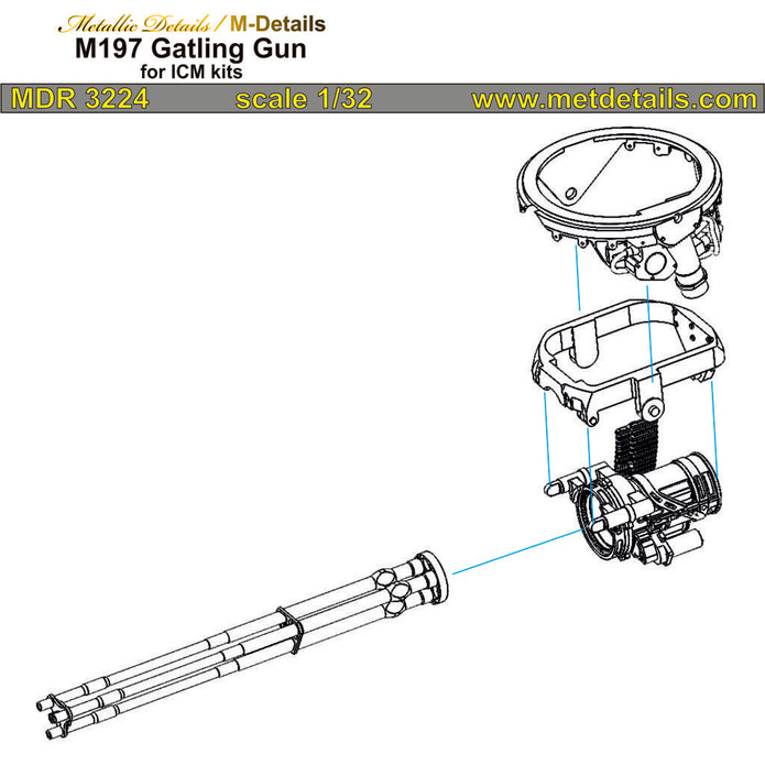 M197 Gatling Gun (for ICM) Scale 1:32 Metallic Details MDR3224