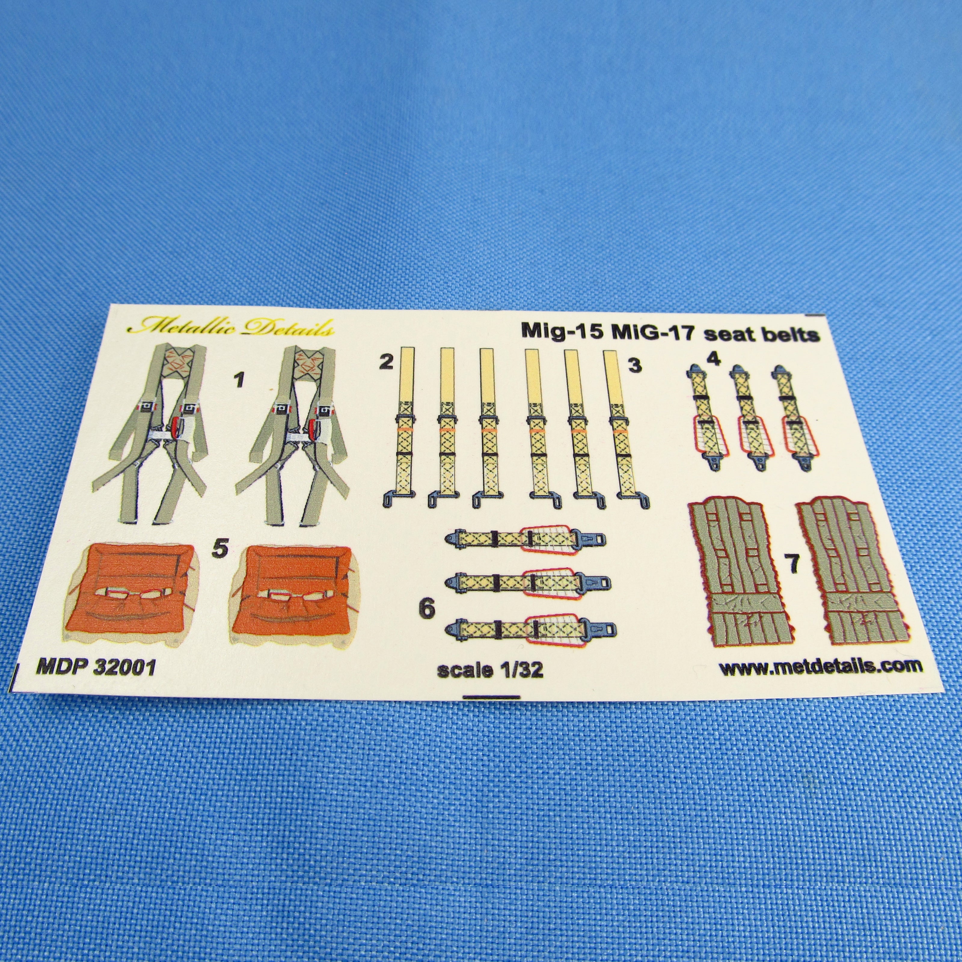 Ejection Seat KK-1 for MiG-15, L-29 and early MiG-17, Seats + 3D Decals 2 pcs Scale 1:32 Metallic Details MDR3229 - For Aircraft Models Kits