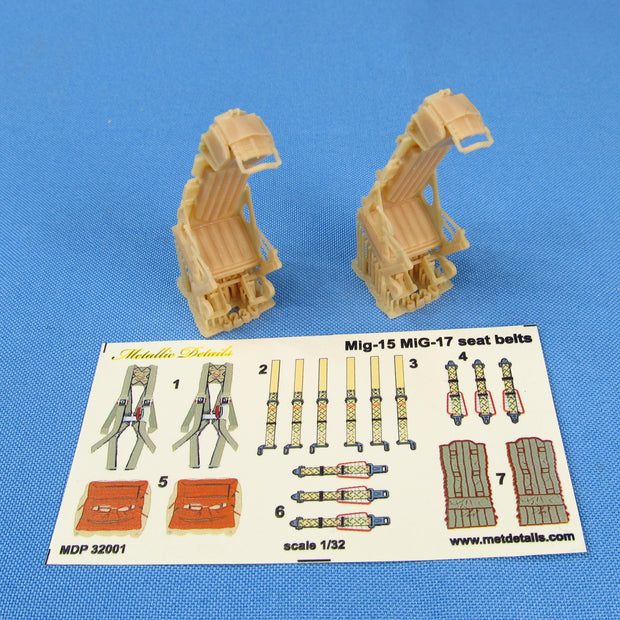 Ejection seat KK-2 for MiG-17 MiG-19 MiG-21, Seats + 3D Decals 2 pcs 1:32 Metallic Details MDR3230 - For Model Kits Aircraft