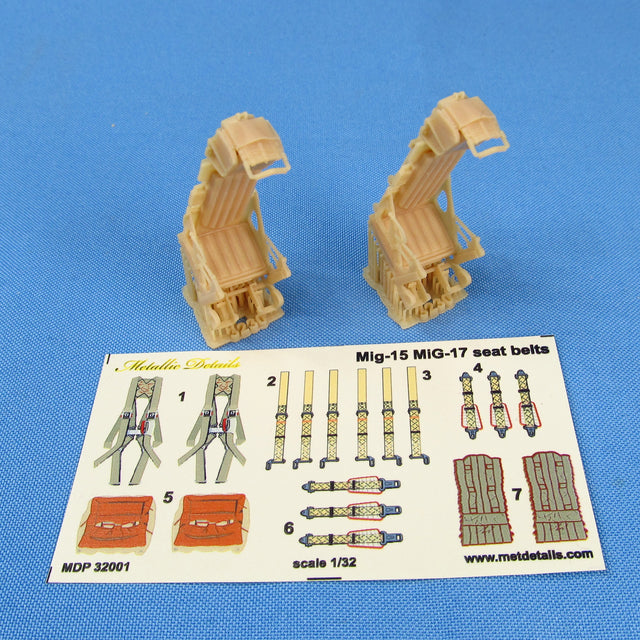 Ejection seat KK-2 for MiG-17 MiG-19 MiG-21, Seats + 3D Decals 2 pcs 1:32 Metallic Details MDR3230 - For Model Kits Aircraft