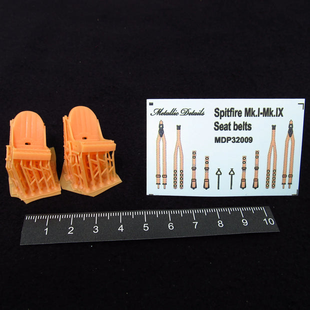 Spitfire Seats + 3D Decals 2 pcs Scale 1:32 Metallic Details MDR3251 - For Aircraft Kit Model