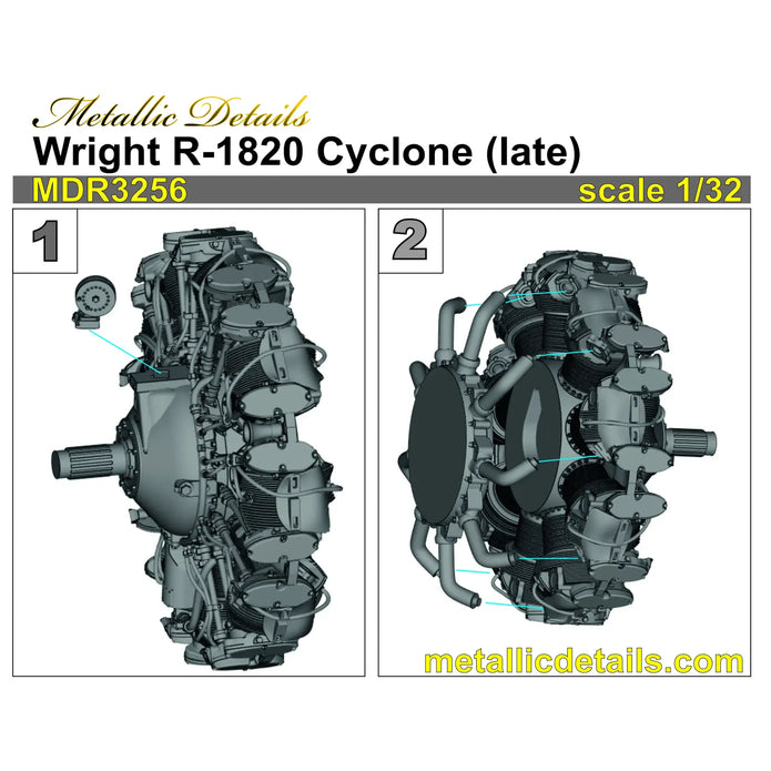 Wright Cyclone R-1820 late Scale 1:32 Metallic Details MDR3256
