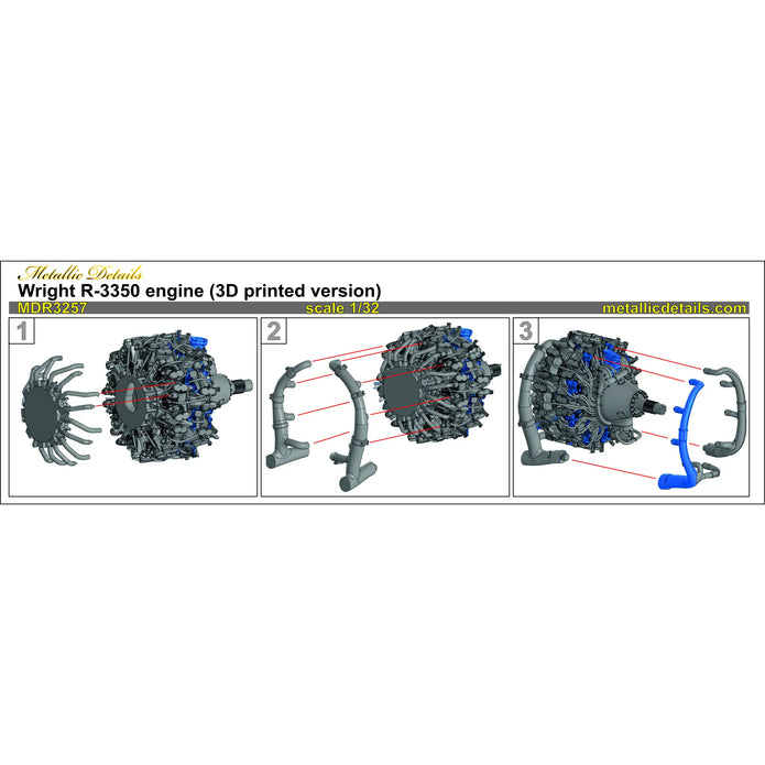 Wright R-3350 engine (3D printed version) Scale 1:32 Metallic Details MDR3257