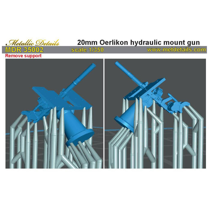 20 mm Oerlikon hydraulic mount gun Scale 1:350 Metallic Details MDR35002