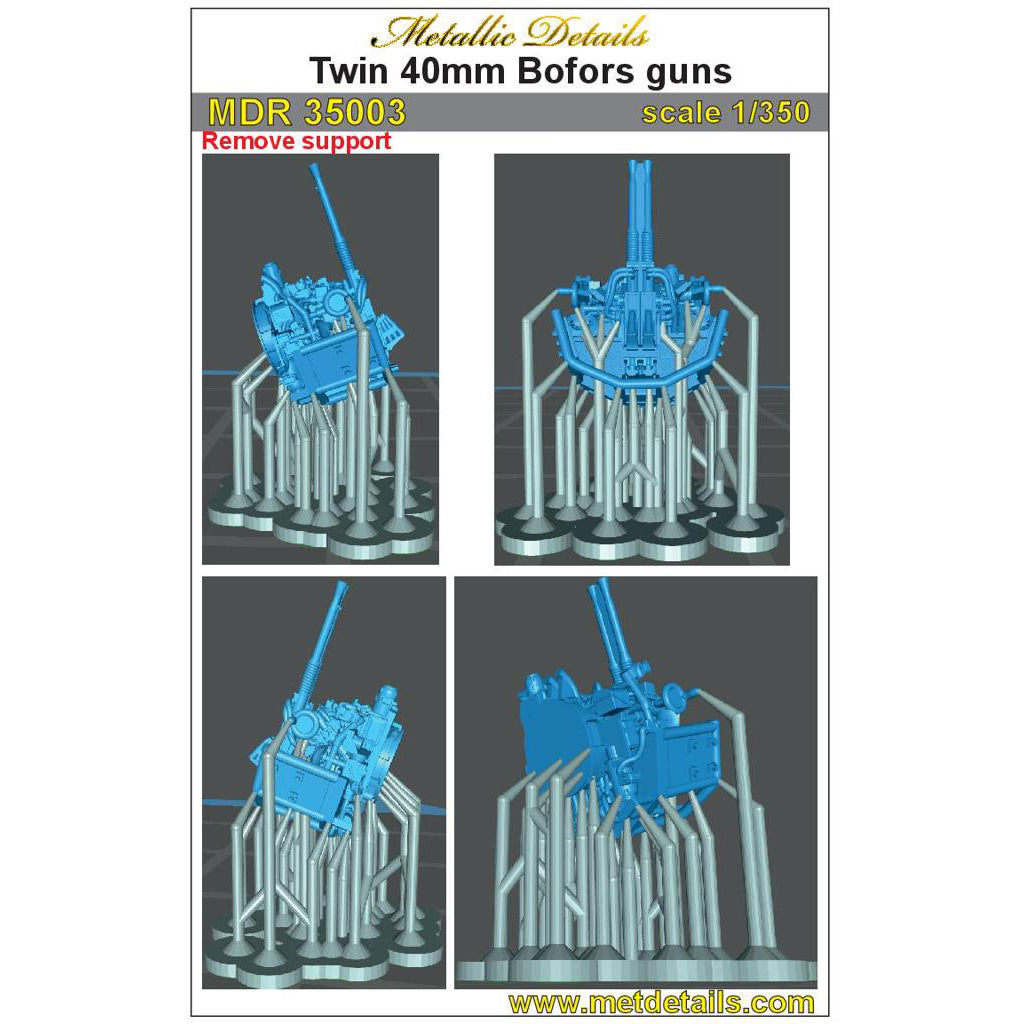 Twin 40 mm Bofors guns Scale 1:350 Metallic Details MDR35003