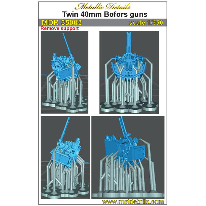 Twin 40 mm Bofors guns Scale 1:350 Metallic Details MDR35003