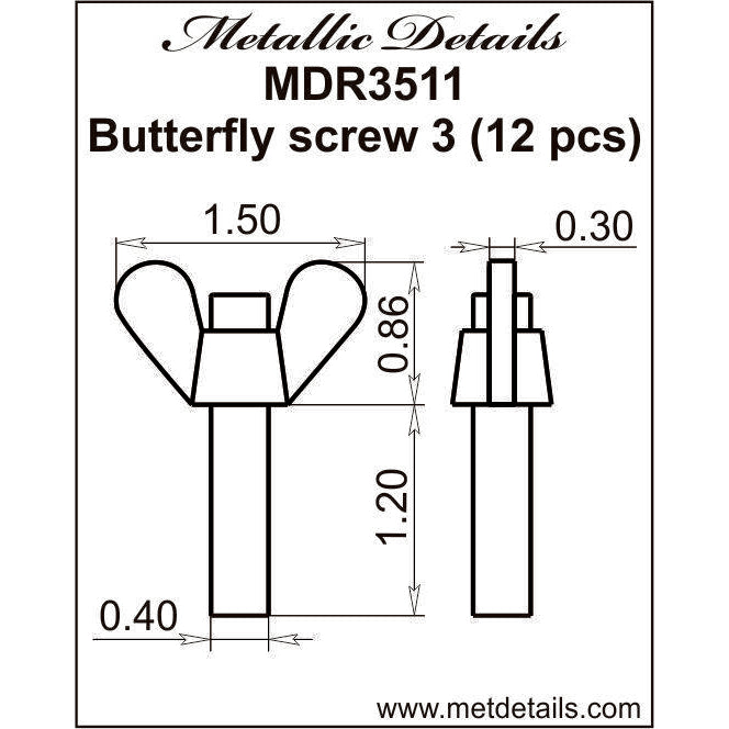 Butterfly screw 3 Scale 1:35 Metallic Details MDR3511
