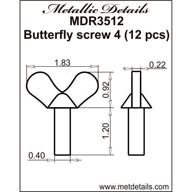 Butterfly screw 4 Scale 1:35 Metallic Details MDR3512
