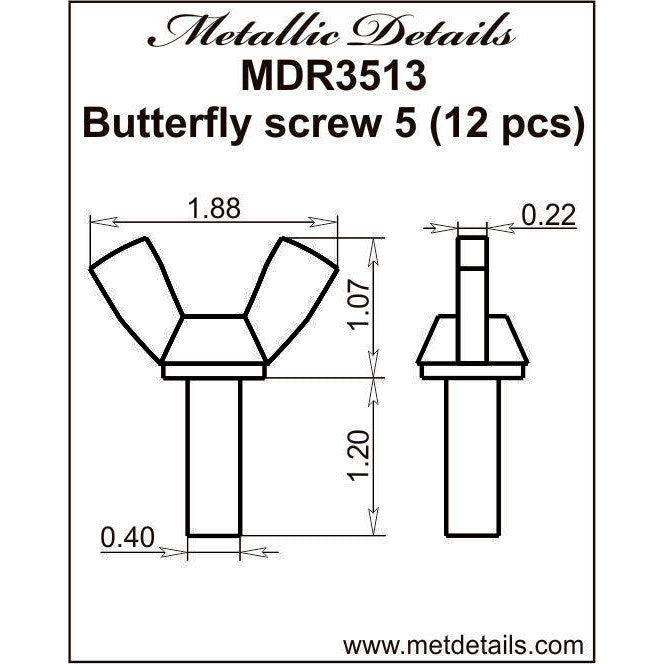 Butterfly screw 5 Scale 1:35 Metallic Details MDR3513
