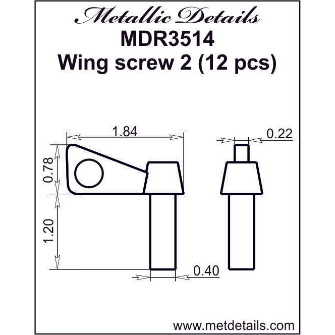 Wing screw 2 Scale 1:35 Metallic Details MDR3514