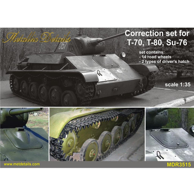 Correction set for T-70, T-80, Su-76 Scale 1:35 Metallic Details MDR3515