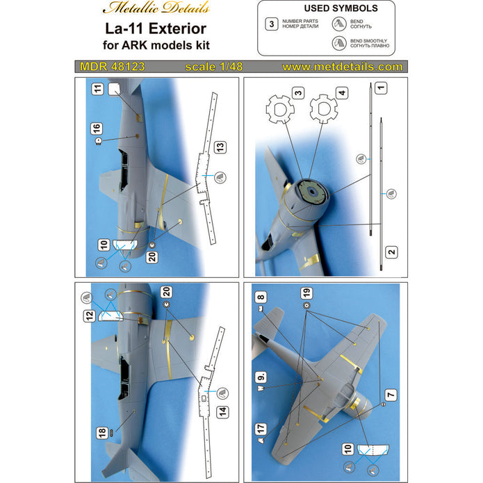 Lavochkin La-11, Exterior and Wheels (for ARK models) Scale 1:48 Metallic Details MDR48123