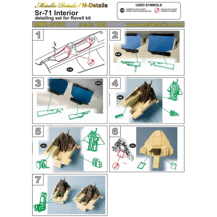 Lockheed SR-71 Blackbird, Cabin Interior and Seats (for Revell) Scale 1:48 Metallic Details MDR48136