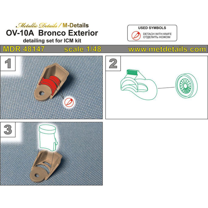 OV-10A Bronco, Detailing set Exterior (3D-Printed) Scale 1:48 (Recommended for kit: ICM) Metallic Details MDR48147 - For Aircraft Model Kits