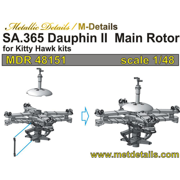 SA,365 Dauphin II, Main Rotor (for Kitty Hawk) Scale 1:48 Metallic Details MDR48151