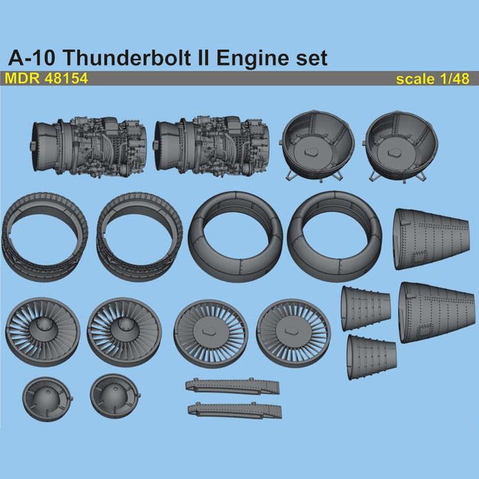 Fairchild Republic A-10 Thunderbolt II, Detailing set Engine (3D-Printed) Scale 1:48 (Recommended for kit: HobbyBoss) Metallic Details MDR48154 - For Aircraft Model Kits