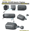 AH-64A/D Apache, Engines Detailing set (3D-Printed) Scale 1:48 (Recommended for kit: Hasegawa) Metallic Details MDR48195 - For Model Helicopter Kits