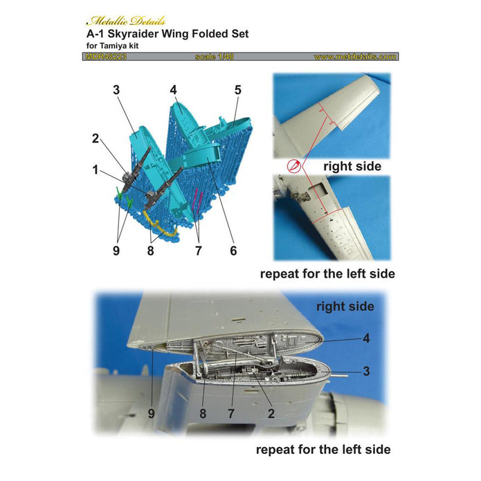 Douglas A-1 Skyraider, Wing folded set (for Tamiya) Scale 1:48 Metallic Details MDR48223