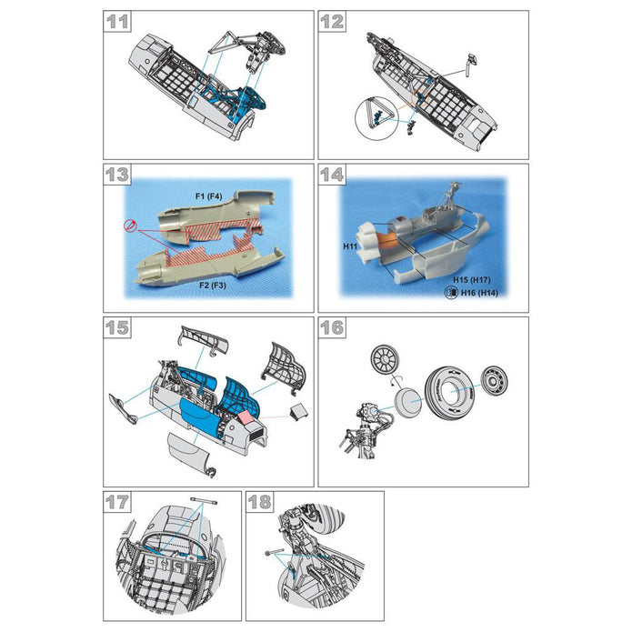 E-2C Hawkeye, Exterior Details, Landing Gears, Wheels (for Italeri, Kinetic) Scale 1:48 Metallic Details MDR48225