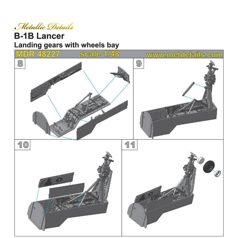 B-1B Lancer, Landing Gears, Wheel Bays, Wheels (for Revell) Scale 1:48 Metallic Details MDR48227
