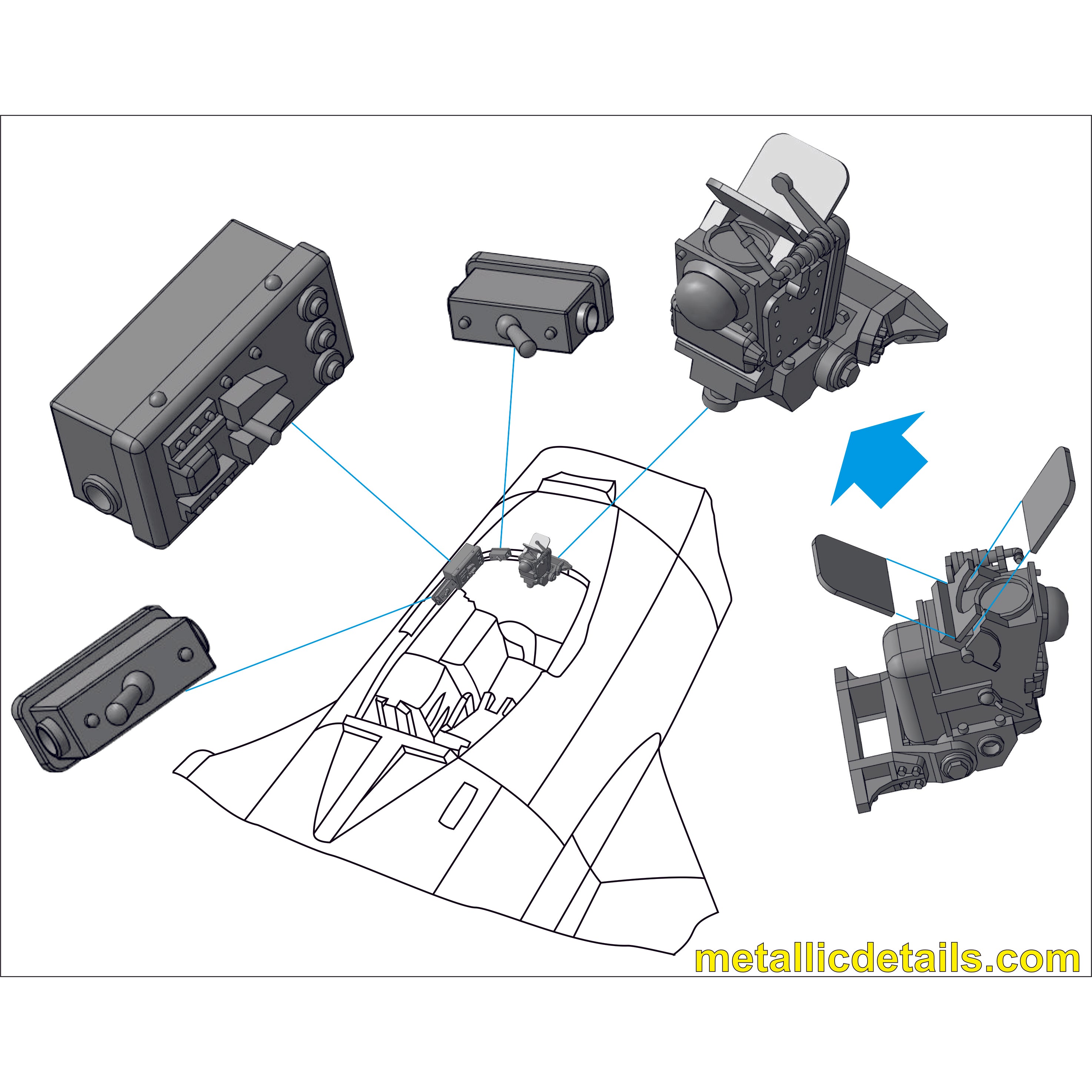 ASP-3N sight for the aircraft models MiG-15, MiG-17, La-15 Scale 1:48 Metallic Details MDR48235