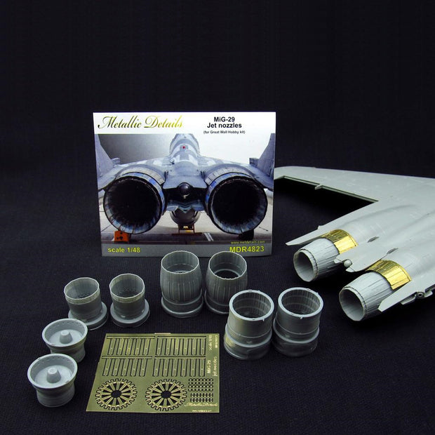 Mikoyan MiG-29, Jet Nozzles (Resin, Photoetch) Scale 1:48 (Recommended for kit: Great Wall Hobby) Metallic Details MDR4823 - For Models Aircraft Kits