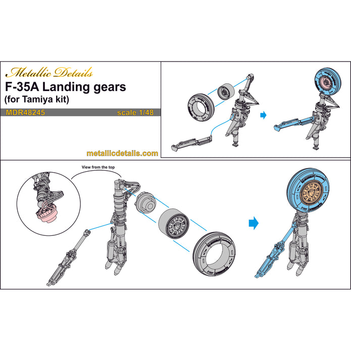 F-35 A Lightning II, Landing Gears, Wheels (for Tamiya) Scale 1:48 Metallic Details MDR48245