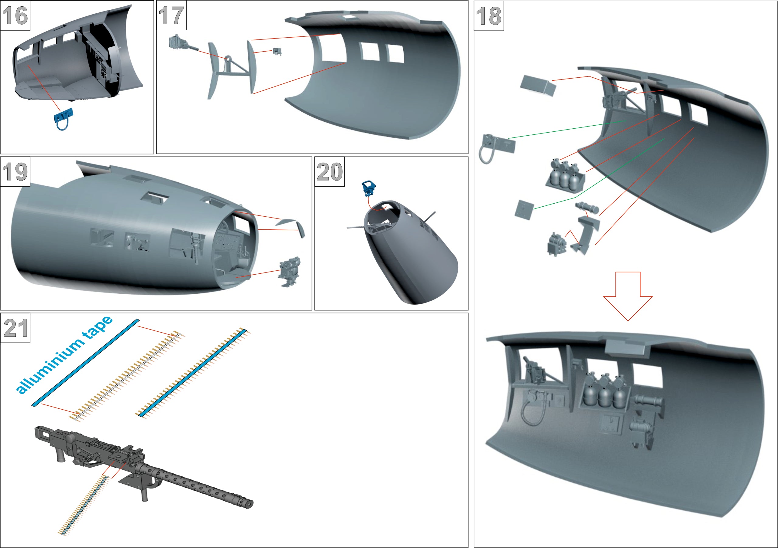 Boeing B-17F Flying Fortress Bombardier’s Cockpit (Interior set) (for Monogram) Scale 1:48 Metallic Details MDR48283