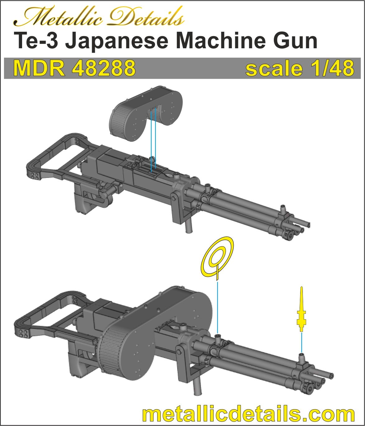 Te-3 Japanese Machine Gun Scale 1:48 Metallic Details MDR48288