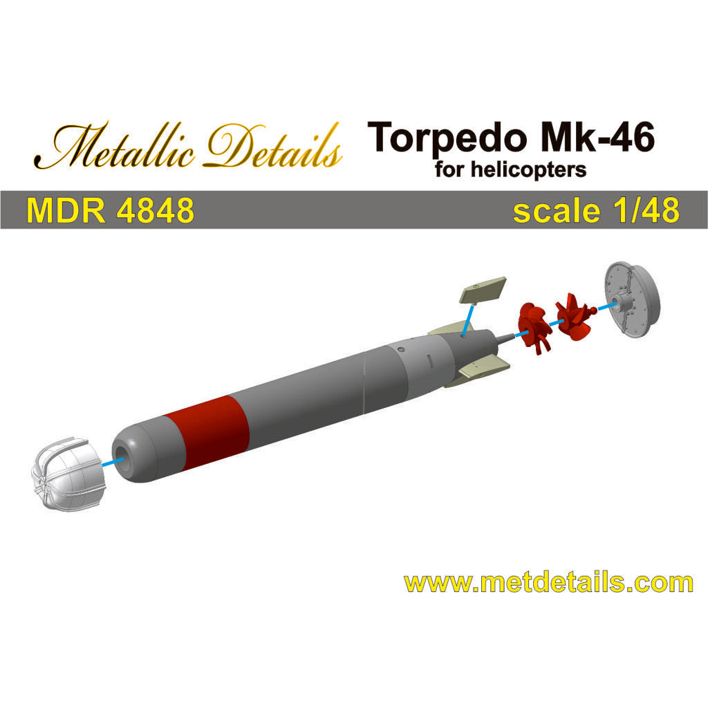 Torpedo Mk-46 for helicopters Scale 1:48 Metallic Details MDR4848