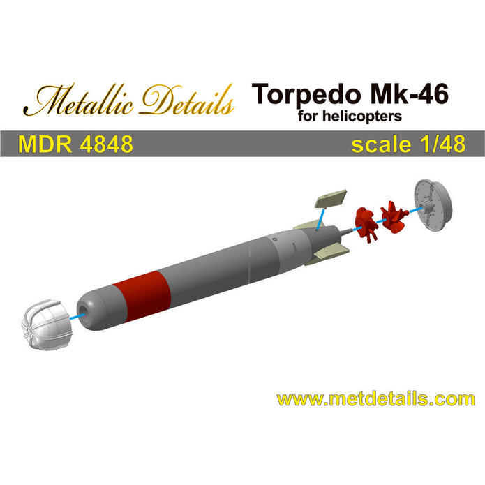 Torpedo Mk-46 for helicopters Scale 1:48 Metallic Details MDR4848
