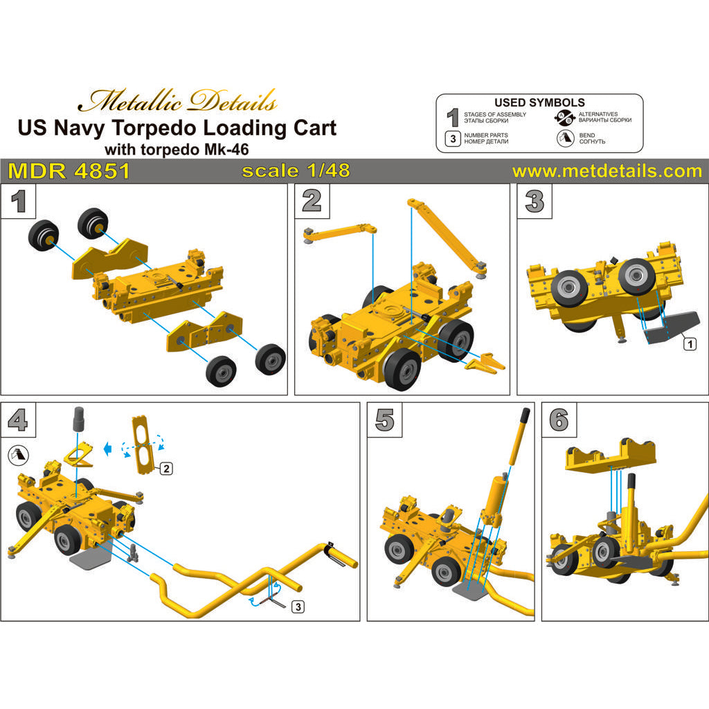 USN loading cart with torpedo Mk-46 Scale 1:48 Metallic Details MDR4851