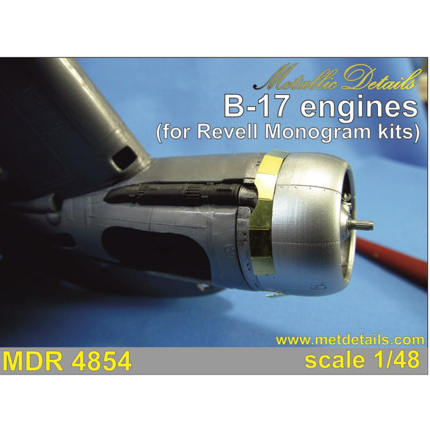 Boeing B-17 Flying Fortress, Engines Detailing set (Resin, Photoetch) Scale 1:48 (Recommended for kit: Revell, Monogram) Metallic Details MDR4854 - For Aircraft Kit Model