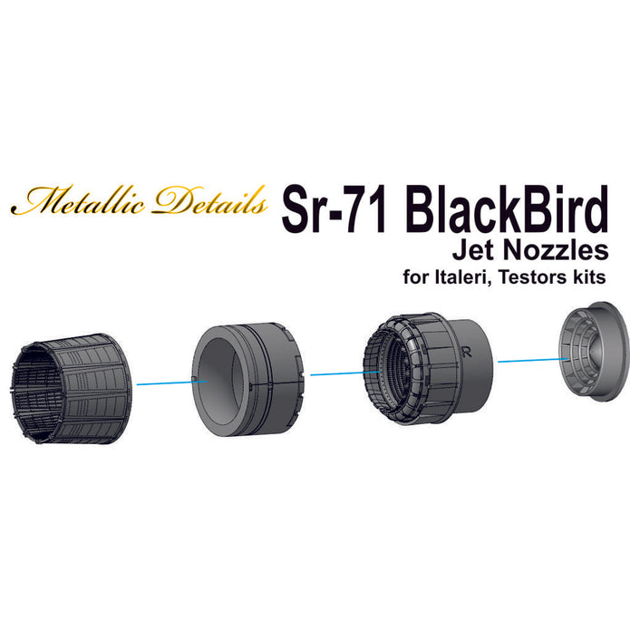 SR-71 Blackbird, Jet Nozzles Detailing set (Resin) Scale 1:48 (Recommended for kit: Testors, Italeri) Metallic Details MDR4859 - For Aircraft Model Kit