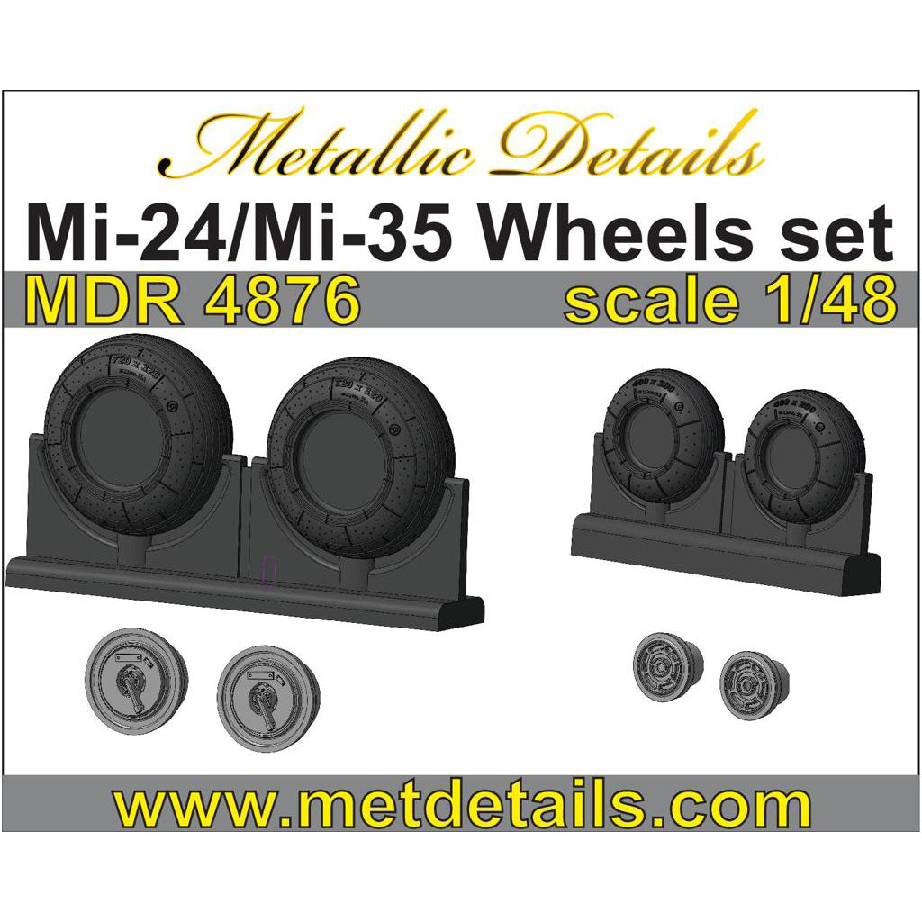 Mil Mi-24/Mi-35, Wheels set Scale 1:48 Metallic Details MDR4876
