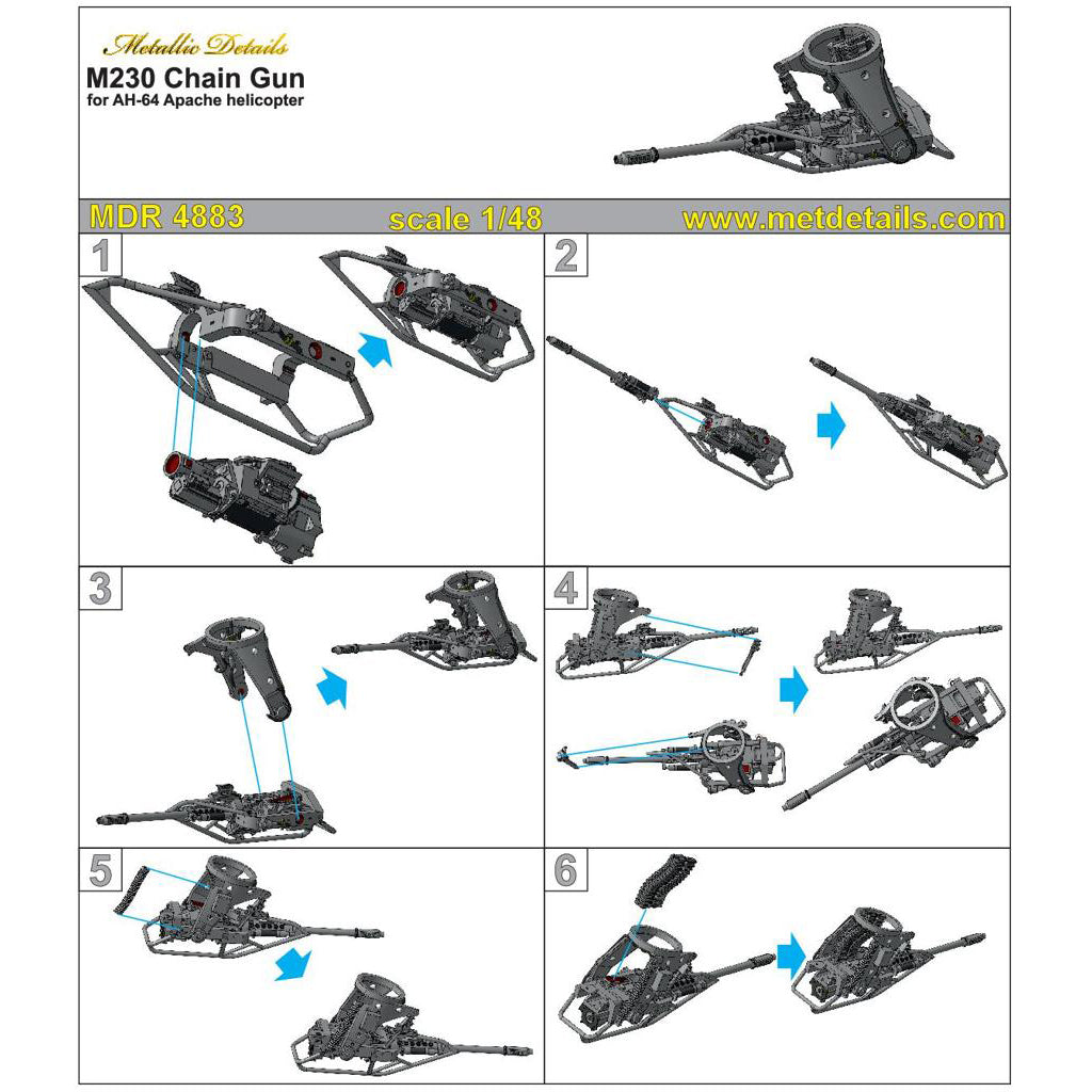 M230 Chain Gun (for Hasegawa, Academy) Scale 1:48 Metallic Details MDR4883